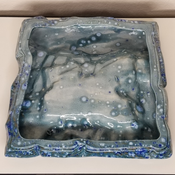 Holland Mold Pottery Large Ceramic Ashtray Mid Century- Modern Speckled Blues - Picture 11 of 15